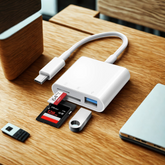 USB-C SD/TF Card Reader with USB 3.0 Hub Adapter