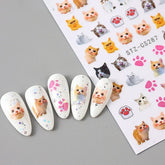 Cute Cat Nail Stickers Sheet — Tiny Kitty Decals