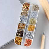 Metallic Nail Foil Flakes Kit — 12-Compartment Set