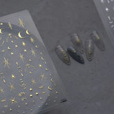 Celestial Nail Art Stickers – Gold & Holographic Decals