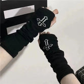 Gothic Cross Arm Warmers – Streetwear Fingerless Sleeves