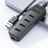 4-Port USB 3.0 Powered Hub — USB-A & Type-C Options