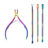 Rainbow Cuticle Nipper + 3 Manicure Pushers