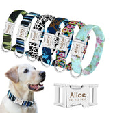 Personalized Floral Pet Collar with Metal Nameplate