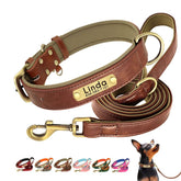 Personalized Leather Dog Collar with Brass Nameplate