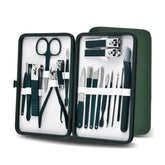 Professional Manicure Set — 18-Piece Dark Green