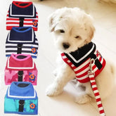 Striped Cotton Dog Harness & Leash Set