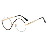 Oversized Round Stainless Steel Clear Lens Glasses