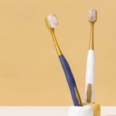 Gold & Blue Wide-Head Toothbrush Set - Soft Bristles