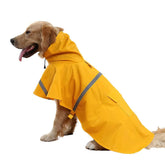 Yellow Reflective Dog Raincoat with Hood & Leash Hole