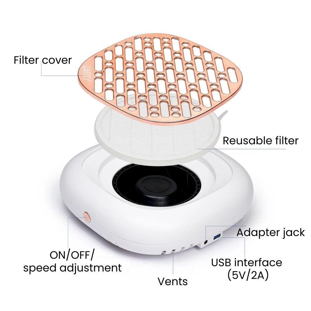 130W Professional Nail Dust Collector Vacuum -  filter