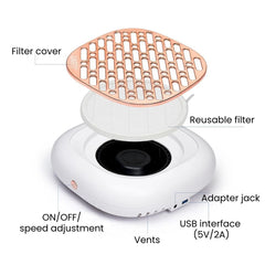 130W Professional Nail Dust Collector Vacuum -  filter