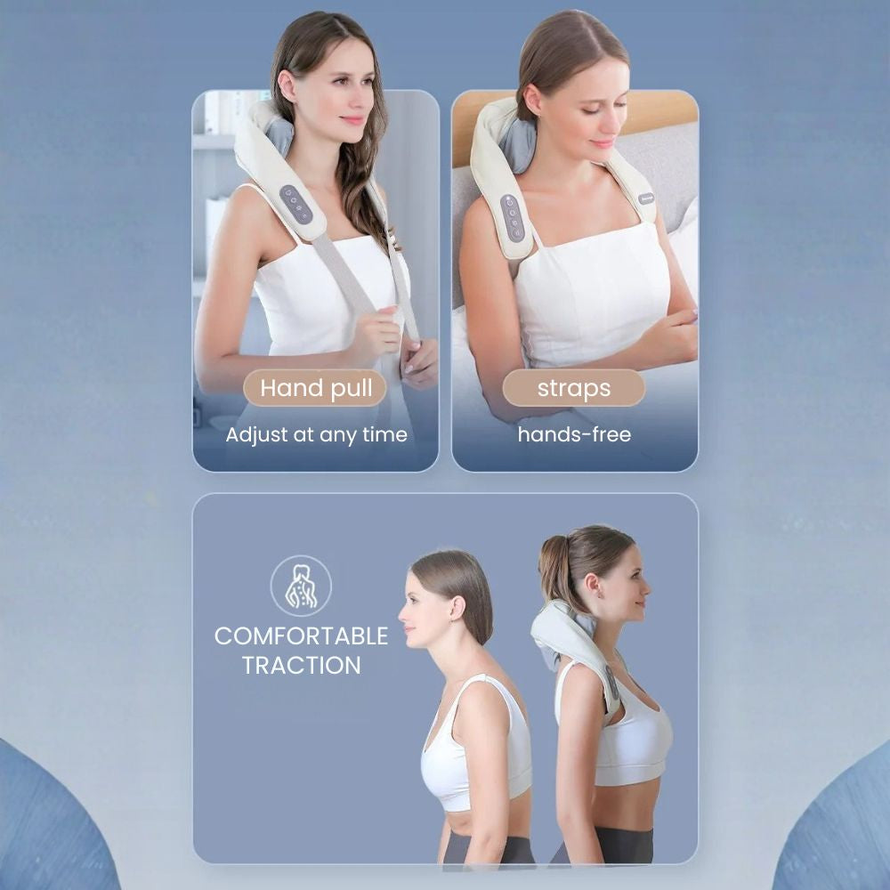 26W Brushless Motor Wireless Neck & Shoulder Massager - hand free