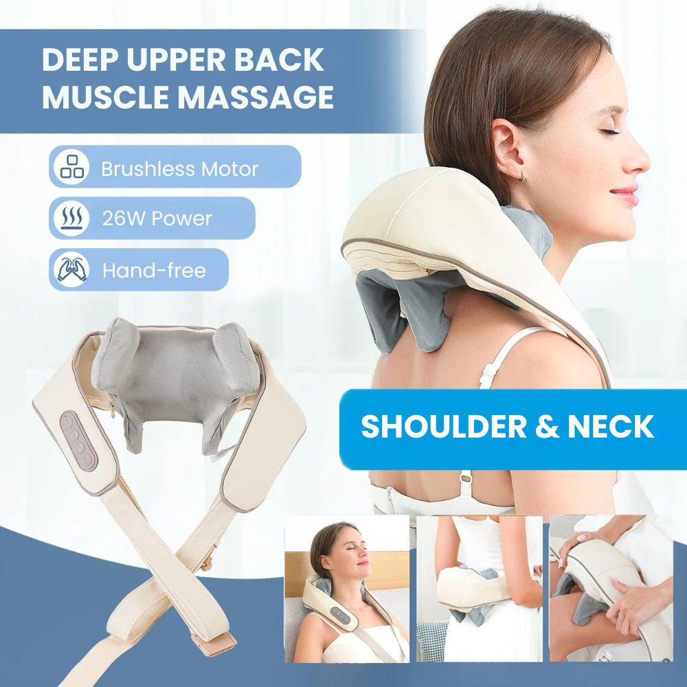 26W Brushless Motor Wireless Neck & Shoulder Massager - shoulder and neck