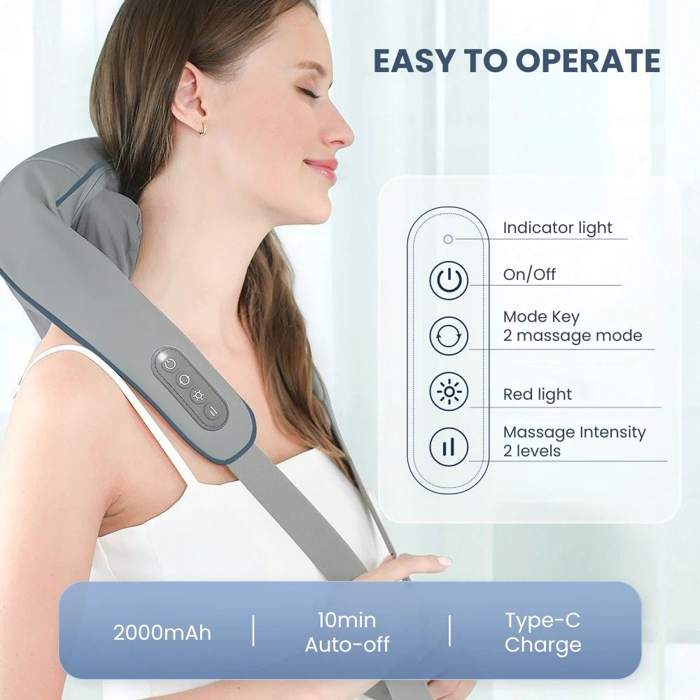 26W Brushless Motor Wireless Neck & Shoulder Massager - easy to operate
