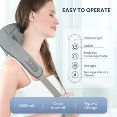 26W Brushless Motor Wireless Neck & Shoulder Massager - easy to operate