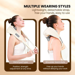 26W Brushless Motor Wireless Neck & Shoulder Massager - multiple wearing style