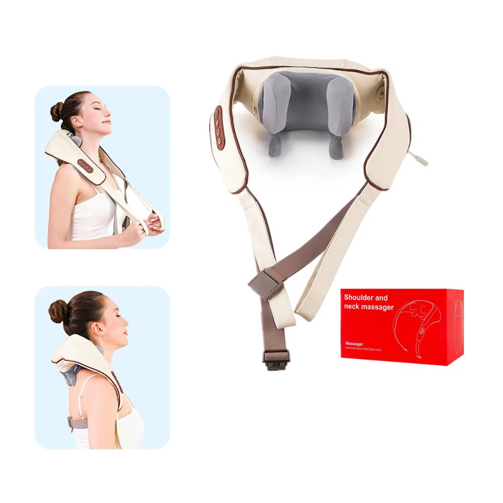 26W Brushless Motor Wireless Neck & Shoulder Massager - brown