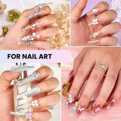 3D Acrylic Bowknot Nail Art Charms with Rhinestones & Pearls