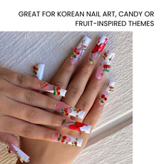 3D Cherry Nail Charms Red Pink Rhinestone Nail Art 20pcs