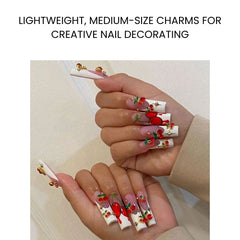 3D Cherry Nail Charms Red Pink Rhinestone Nail Art 20pcs
