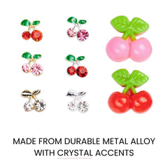 3D Cherry Nail Charms Red Pink Rhinestone Nail Art 20pcs