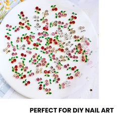 3D Cherry Nail Charms Red Pink Rhinestone Nail Art 20pcs