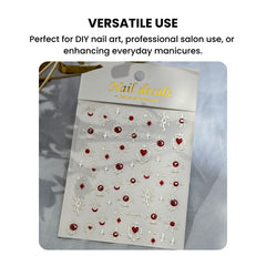 3D Gold Heart Star Nail Stickers Y2K Holographic Decals