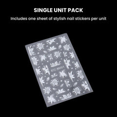 3D White Flower Nail Stickers Cute Floral Art DIY Decals