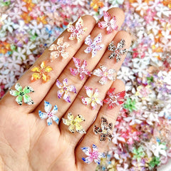 3D Acrylic Bowknot Nail Art Charms with Rhinestones & Pearls