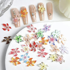 3D Acrylic Bowknot Nail Art Charms with Rhinestones & Pearls