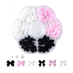 3D Acrylic Bowknot Nail Art Charms with Rhinestones & Pearls