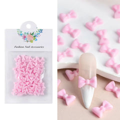 3D Acrylic Bowknot Nail Art Charms with Rhinestones & Pearls