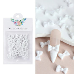 3D Acrylic Bowknot Nail Art Charms with Rhinestones & Pearls