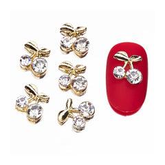 3D Cherry Nail Charms Red Pink Rhinestone Nail Art 20pcs