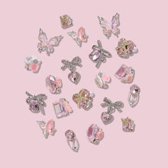 3D Cherry Nail Charms Red Pink Rhinestone Nail Art 20pcs