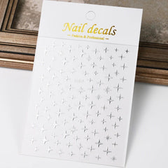 3D Gold Heart Star Nail Stickers Y2K Holographic Decals