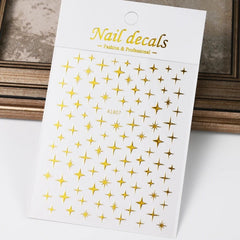 3D Gold Heart Star Nail Stickers Y2K Holographic Decals