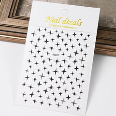 3D Gold Heart Star Nail Stickers Y2K Holographic Decals