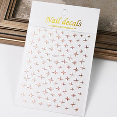 3D Gold Heart Star Nail Stickers Y2K Holographic Decals