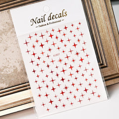 3D Gold Heart Star Nail Stickers Y2K Holographic Decals