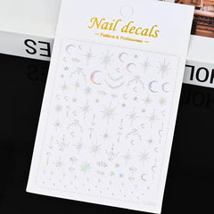 3D Gold Heart Star Nail Stickers Y2K Holographic Decals
