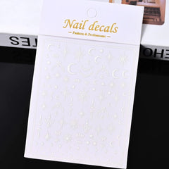 3D Gold Heart Star Nail Stickers Y2K Holographic Decals