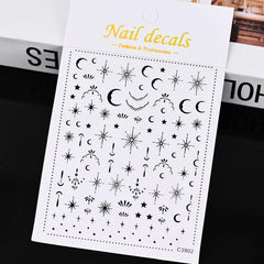 3D Gold Heart Star Nail Stickers Y2K Holographic Decals