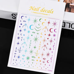 3D Gold Heart Star Nail Stickers Y2K Holographic Decals