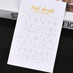 3D Gold Heart Star Nail Stickers Y2K Holographic Decals