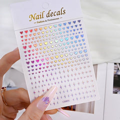 3D Gold Heart Star Nail Stickers Y2K Holographic Decals