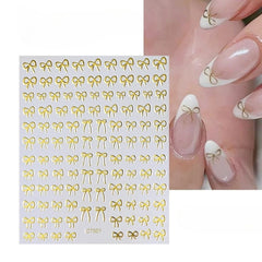 3D Gold Heart Star Nail Stickers Y2K Holographic Decals