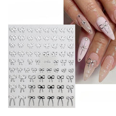 3D Gold Heart Star Nail Stickers Y2K Holographic Decals