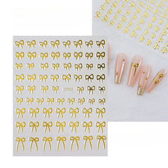 3D Gold Heart Star Nail Stickers Y2K Holographic Decals